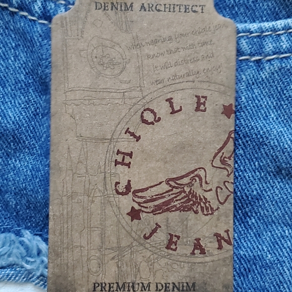 ChiQle Denim Skirt Destroyed Ripped Lace Patch - Picture 5 of 11